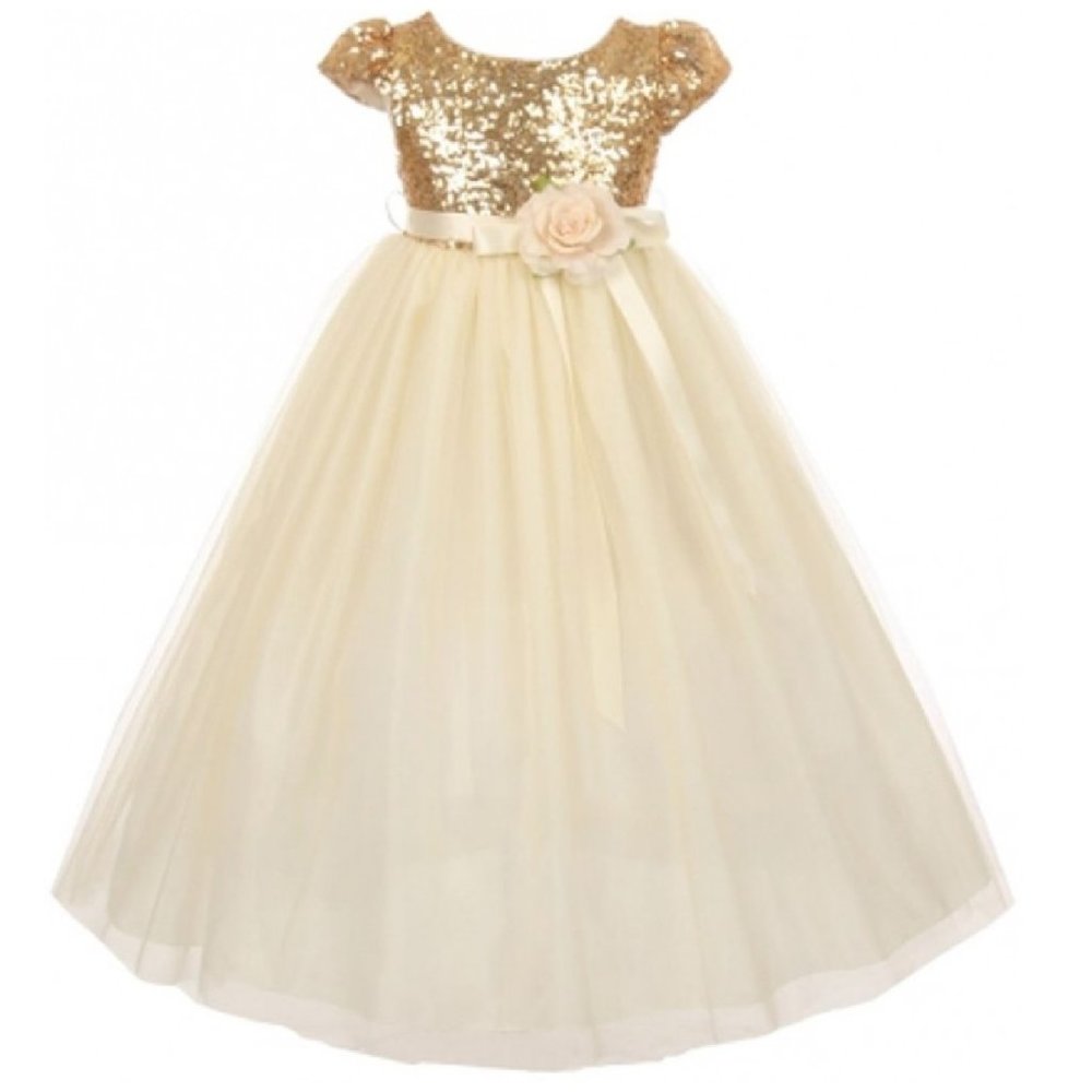 Little Girls Sleeveless Shiny Tulle Bridesmaid Party Birthday Flower Girl Dress